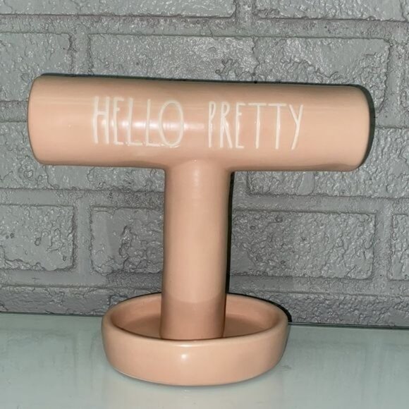 Rae Dunn ‘Hello Pretty’ Pink Ceramic Jewelry Stand - Picture 2 of 7
